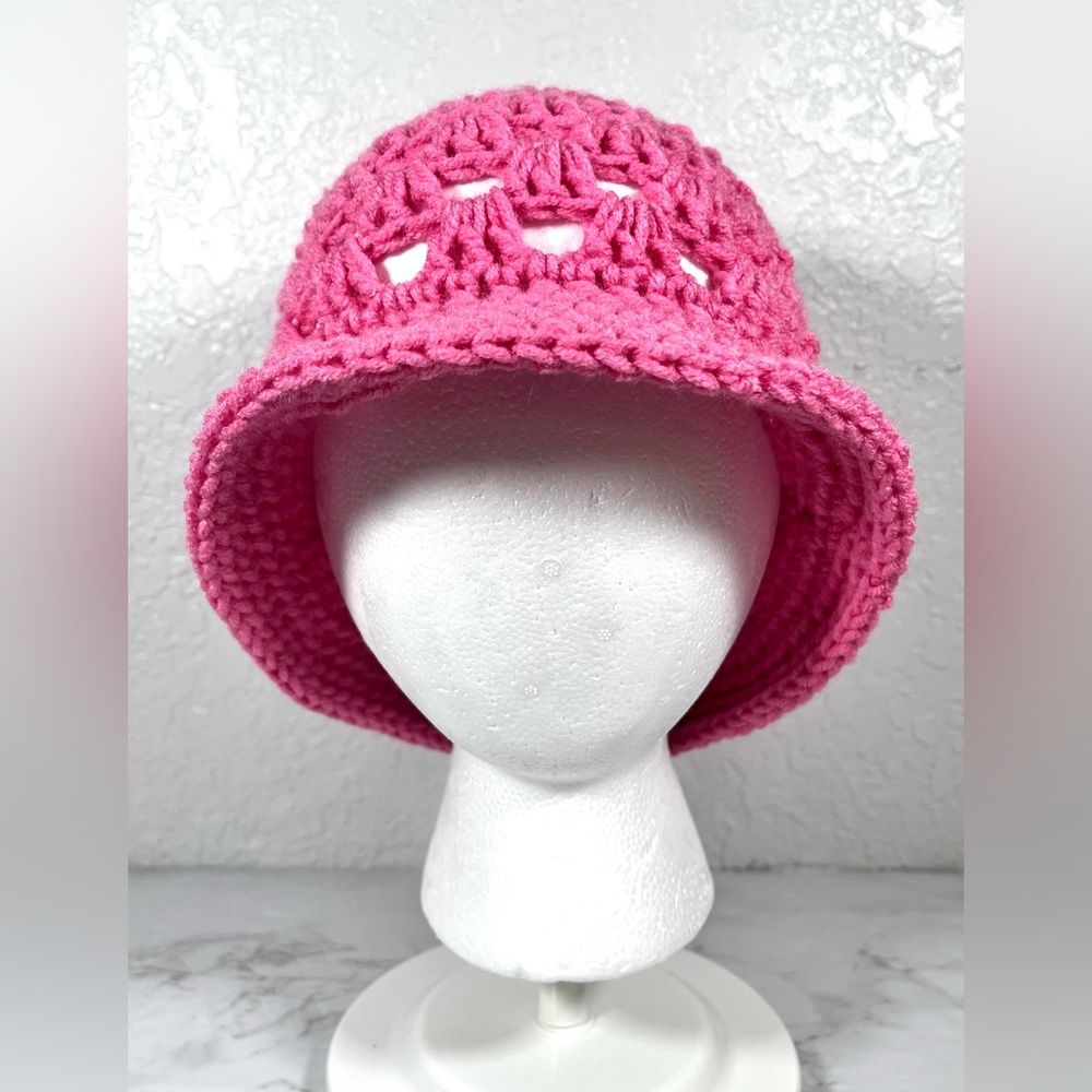 Pink Crochet Bucket Hat
